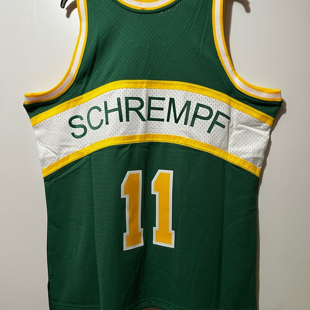 Mitchell & Ness Hardwood Classics Seattle Sonics Detlef Schrempf Road Jersey XL - Picture 2 of 2